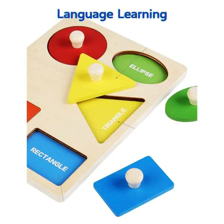 مجموعة ألعاب خشبية هندسية مونتيسوري للأطفال . Montessori Geometric Wooden Toys Set for Babies and