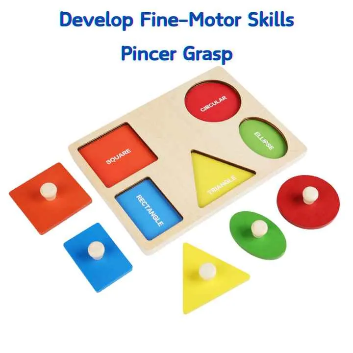 مجموعة ألعاب خشبية هندسية مونتيسوري للأطفال . Montessori Geometric Wooden Toys Set for Babies and