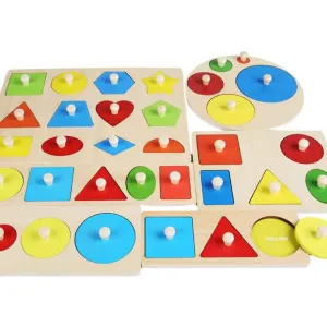 ألعاب خشبية تعليمية هندسية تعليمية للأطفال . Montessori Wooden Geometric Educational Toys for