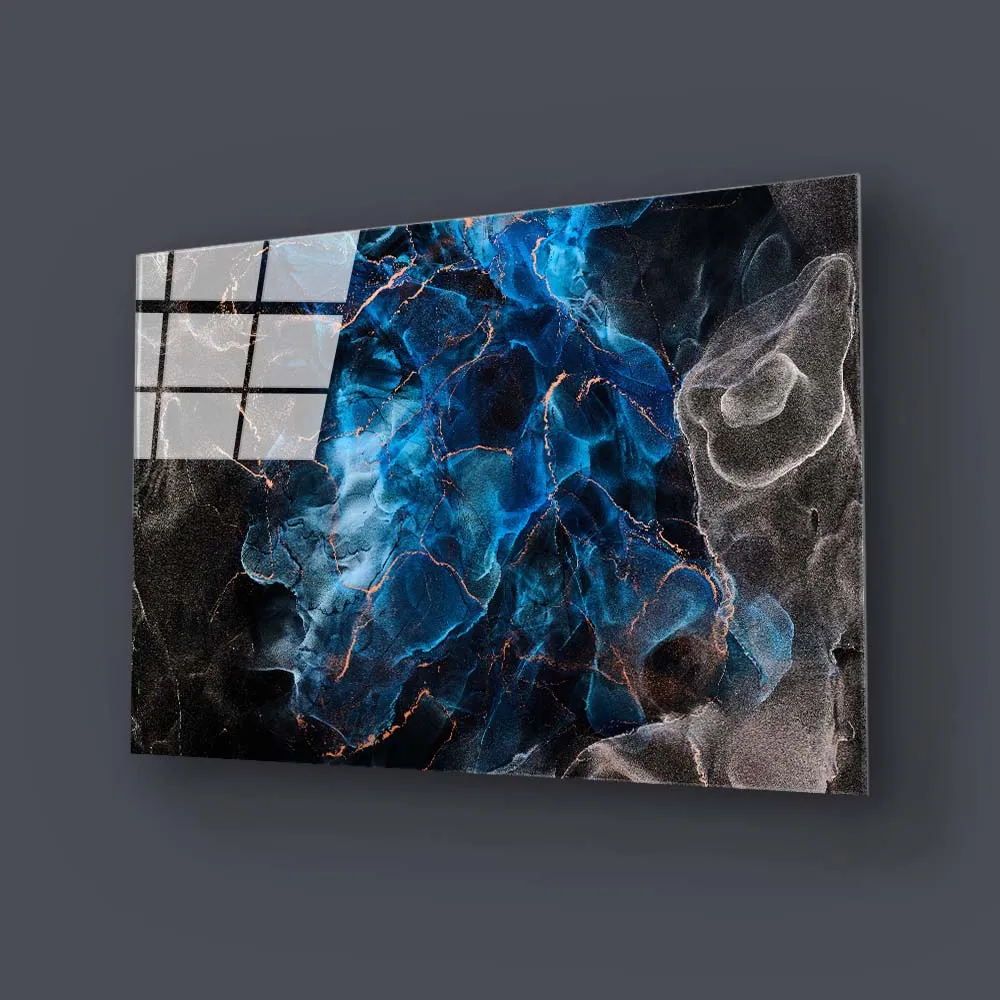 Abstract Blue Marble Glass Wall Art
