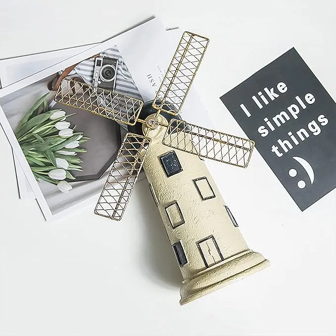 Babymoon Antique Miniature Windmill | Decorative Add-ons | Baby Photography Prop | Beige