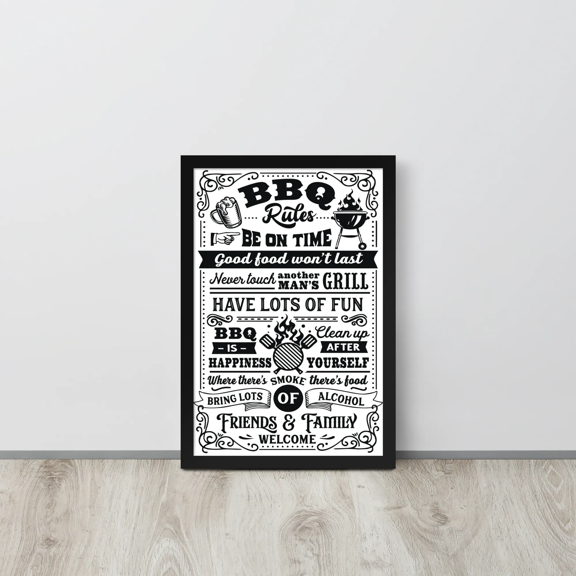 BBQ Rules Framed Poster – Fun & Stylish Wall Art for Grill Masters