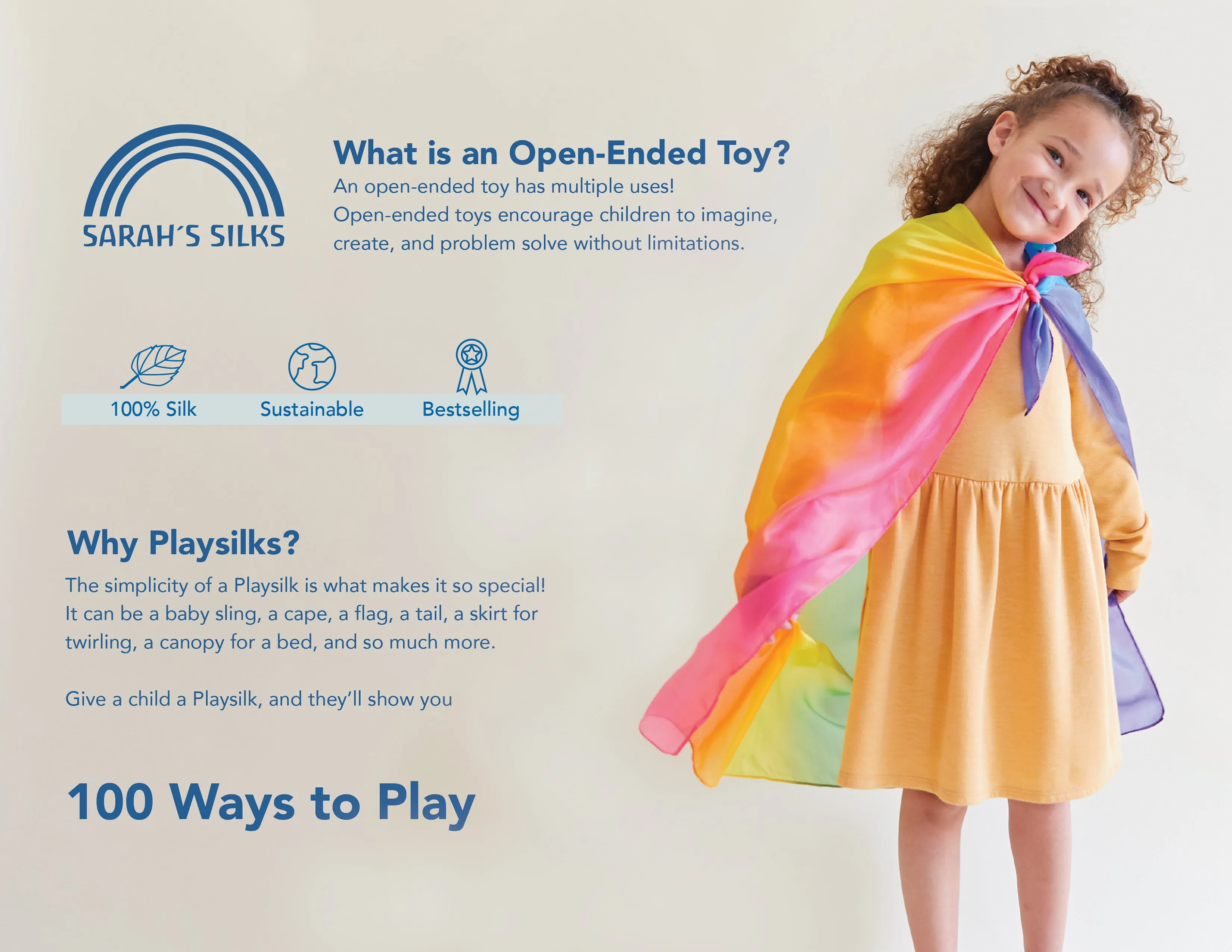 Giant Rainbow Playsilk, 70 x 35 inches