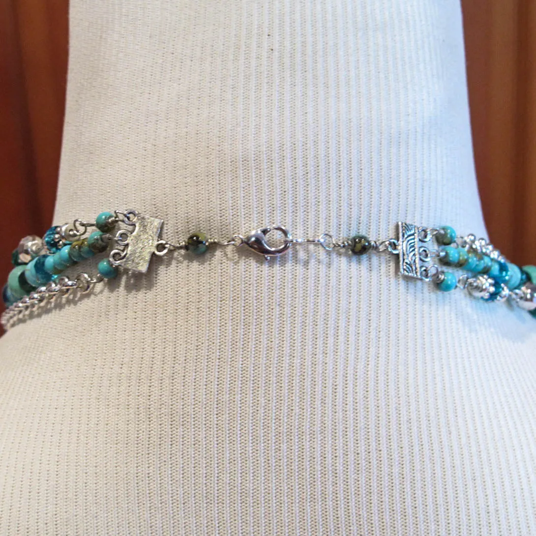 Multi-Strand, Mixed Technique Necklace with Multi-Strand Findings