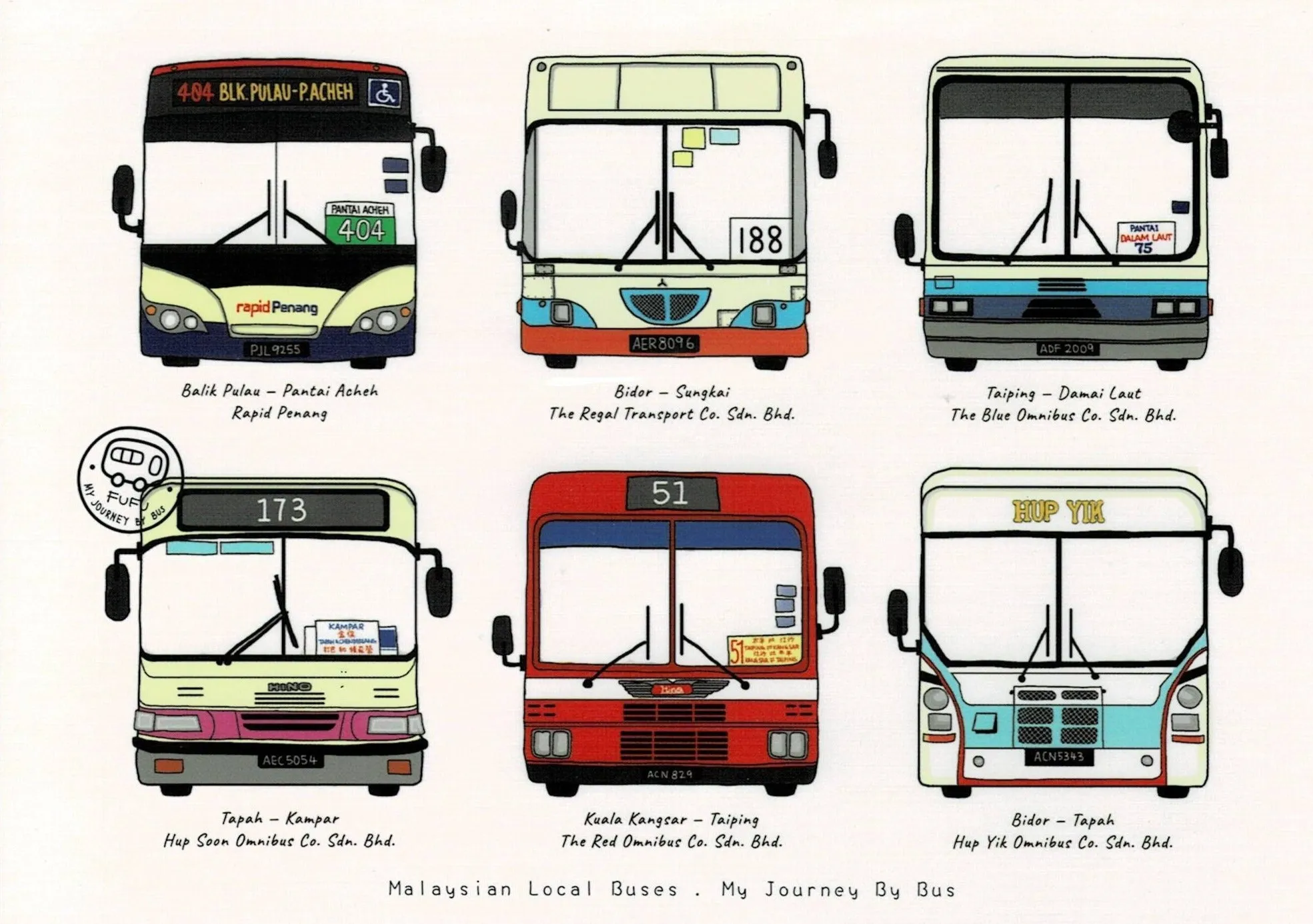 My Journey By Bus Postcards