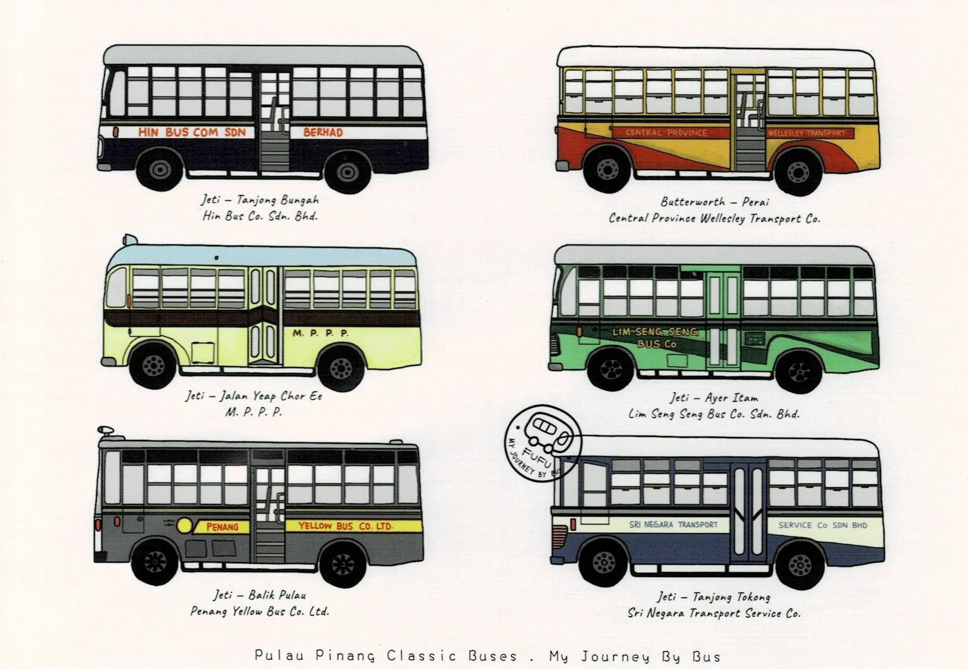 My Journey By Bus Postcards