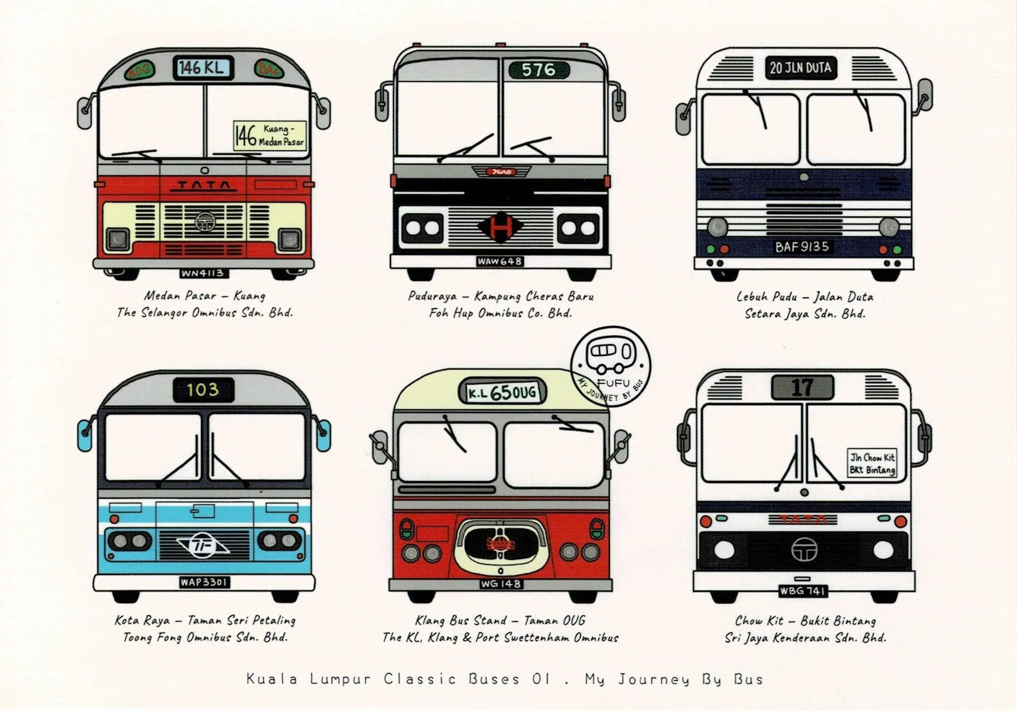 My Journey By Bus Postcards