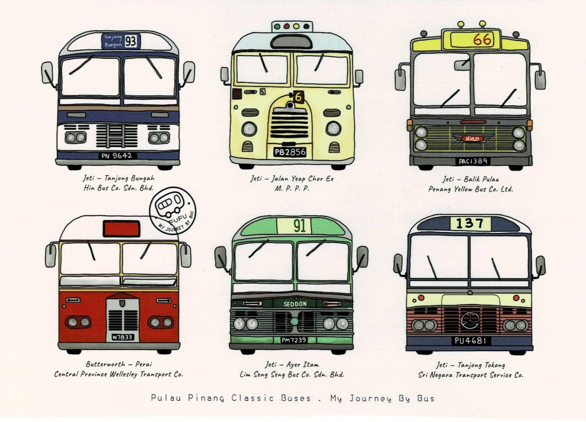 My Journey By Bus Postcards