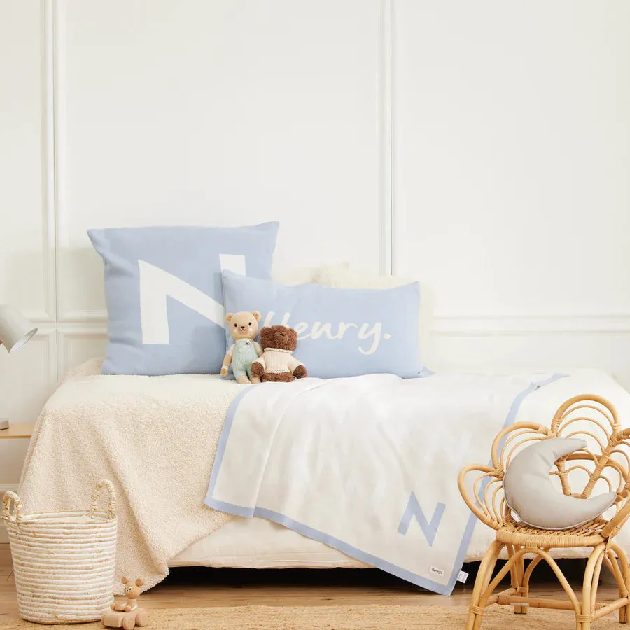 Name Pillowcase - Kentucky Blue; Letter: Ivory