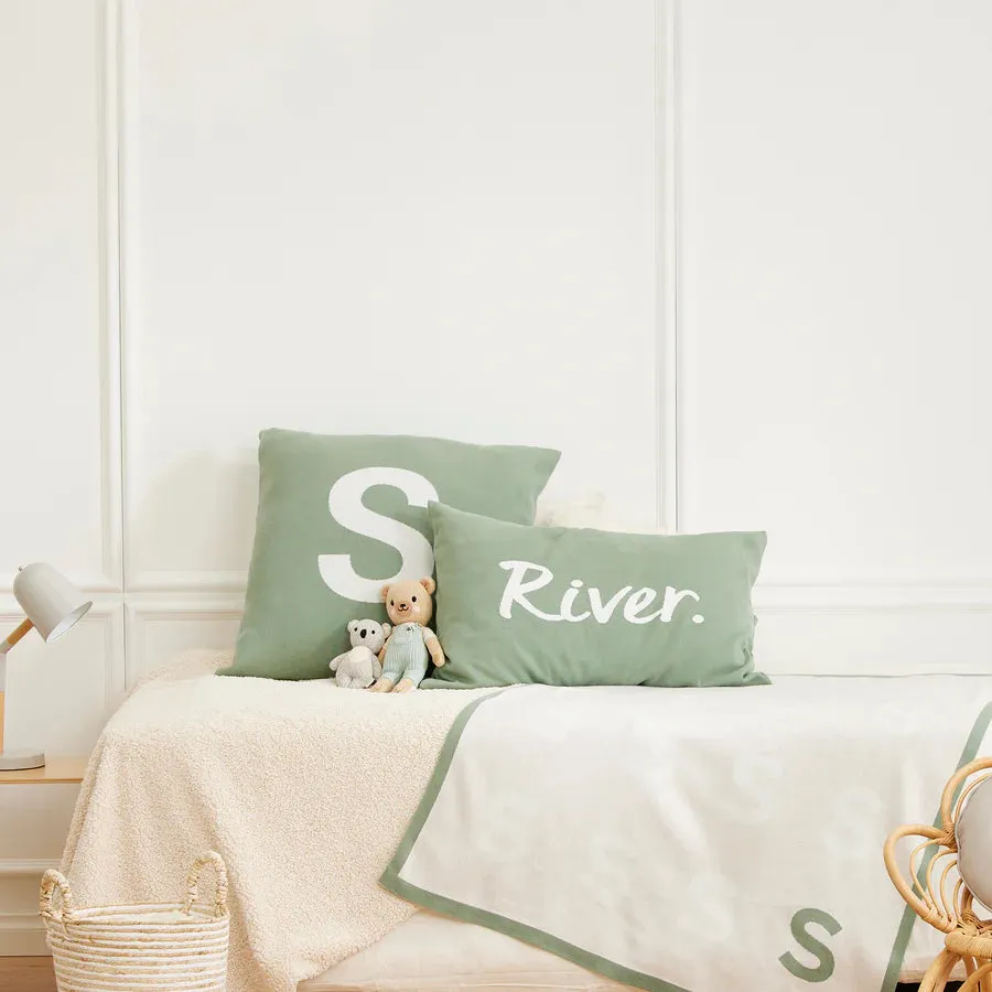 Name Pillowcase - Lily Pad; Letter: Ivory