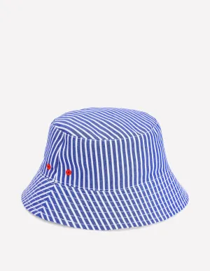 Reversible Bucket hat-Sapphire Blue Ticking Stripe