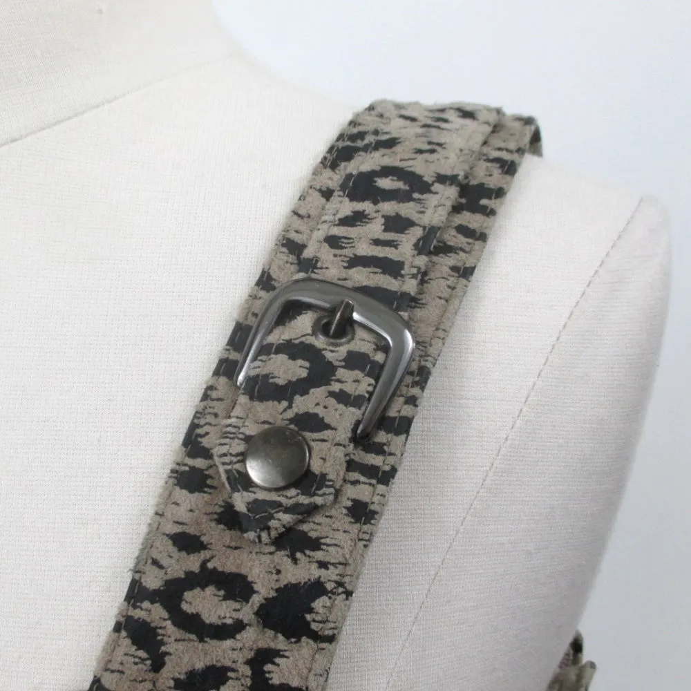 Vintage 80s Leather Leopard Bra Top Bralette S